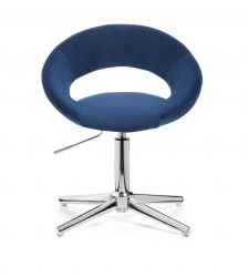 Kosmetická židle NAPOLI VELUR na stříbrném kříži - modrá