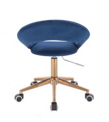 Kosmetická židle NAPOLI VELUR na zlaté podstavě s kolečky - modrá