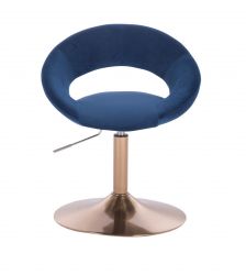 Kosmetická židle NAPOLI VELUR na zlatém talíři - modrá