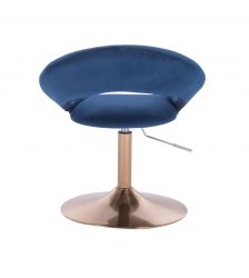 Kosmetická židle NAPOLI VELUR na zlatém talíři - modrá