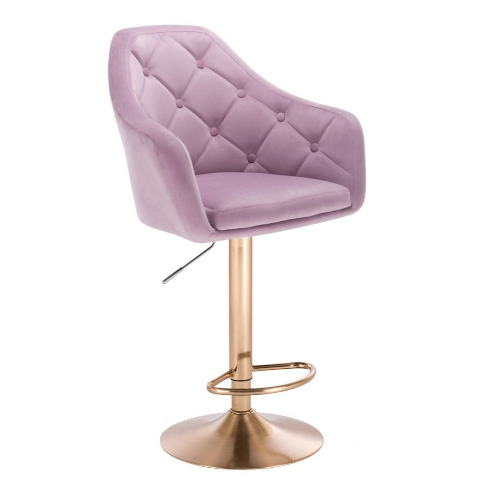 LuxuryForm Barová židle ANDORA VELUR na zlatém talíři - fialový vřes