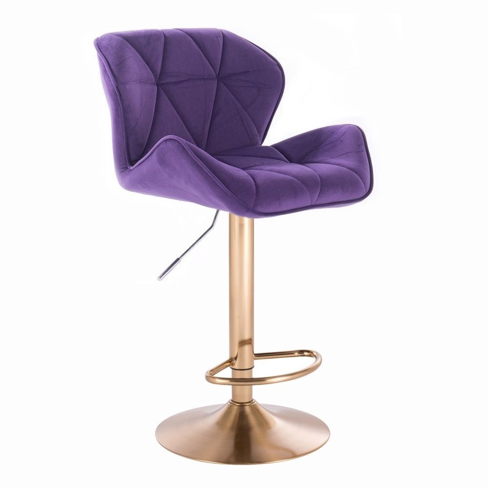 LuxuryForm Barová židle MILANO VELUR na zlatém talíři - fialová