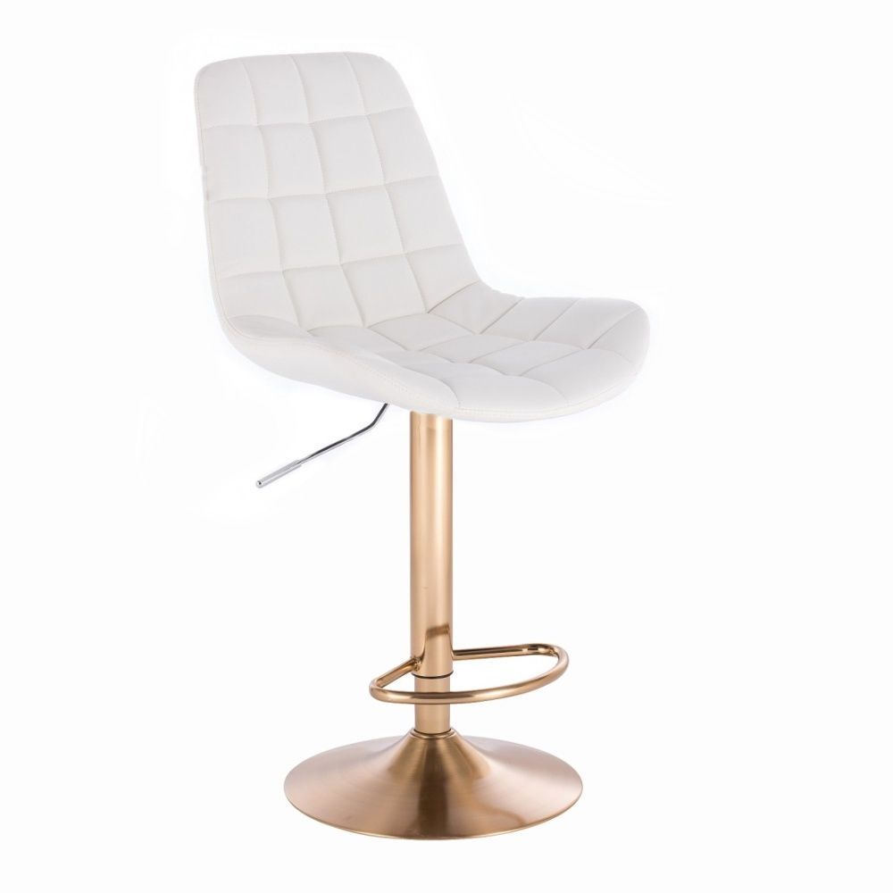 LuxuryForm Barová židle PARIS na zlatém talíři - bílá