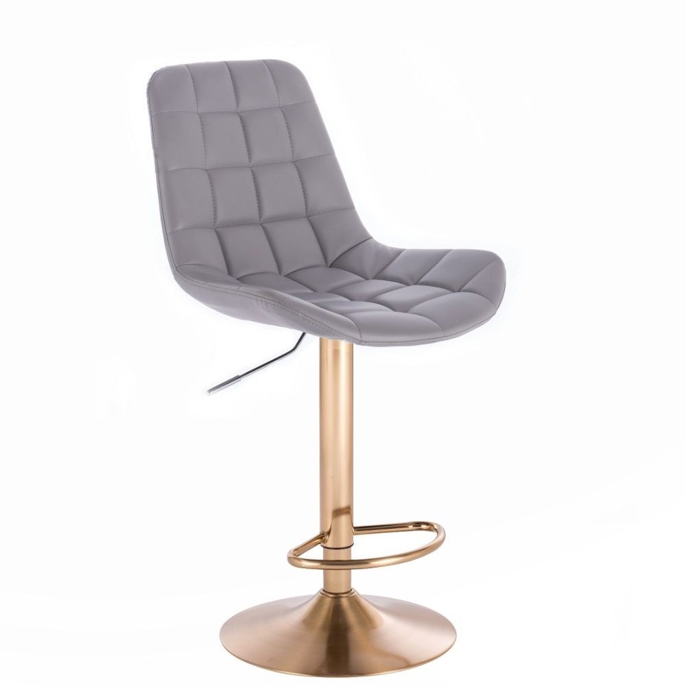LuxuryForm Barová židle PARIS na zlatém talíři - šedá