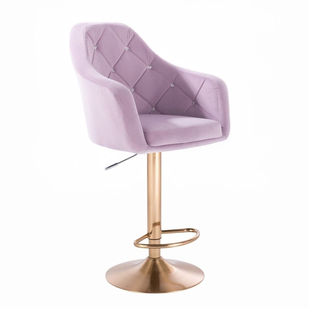 LuxuryForm Barová židle ROMA VELUR na zlatém talíři - fialový vřes