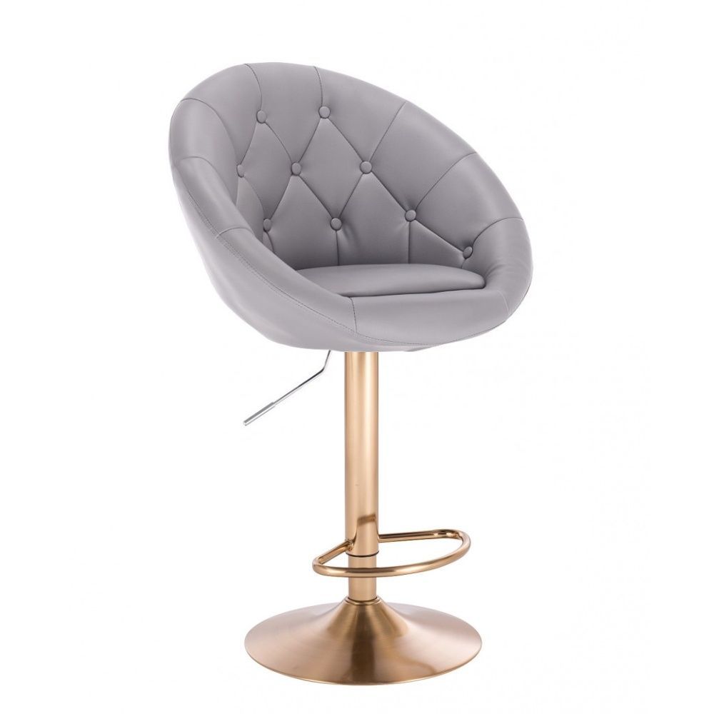 LuxuryForm Barová židle VERA na zlatém talíři - šedá