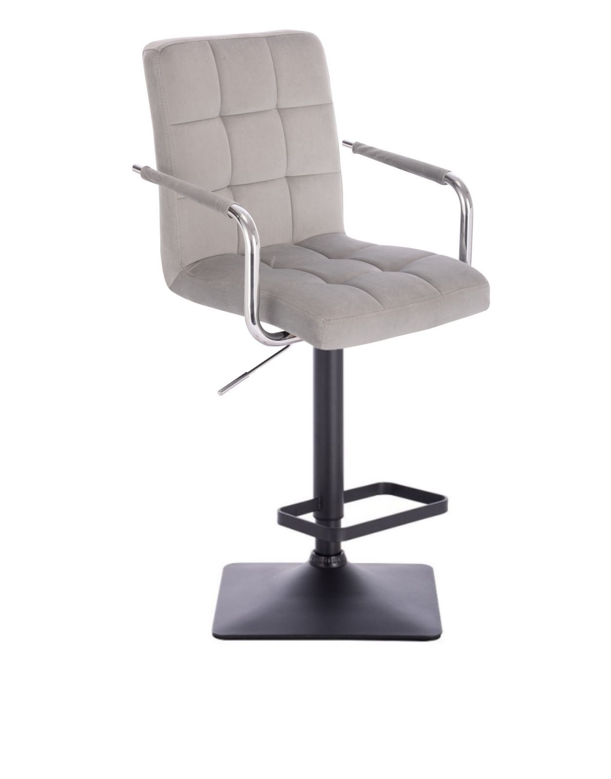 LuxuryForm Barová židle VERONA VELUR na černé základně - světle šedá