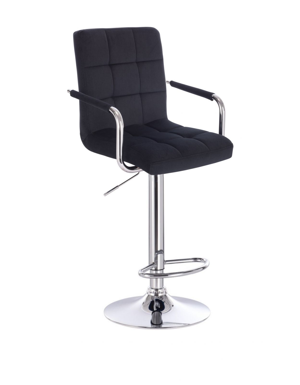 LuxuryForm Barová židle VERONA VELUR na stříbrném talíři - černá