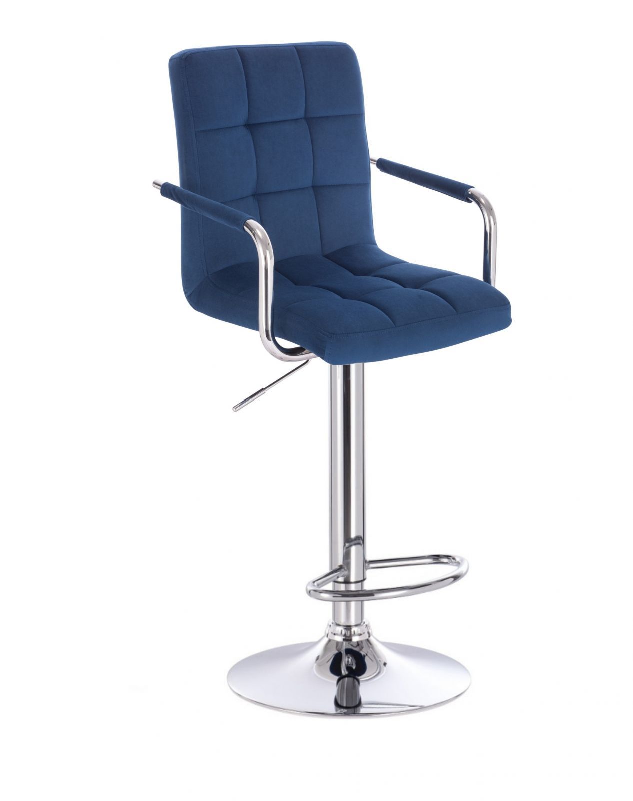 LuxuryForm Barová židle VERONA VELUR na stříbrném talíři - modrá
