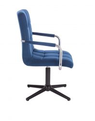 Kosmetická židle VERONA VELUR na černém kříži - modrá
