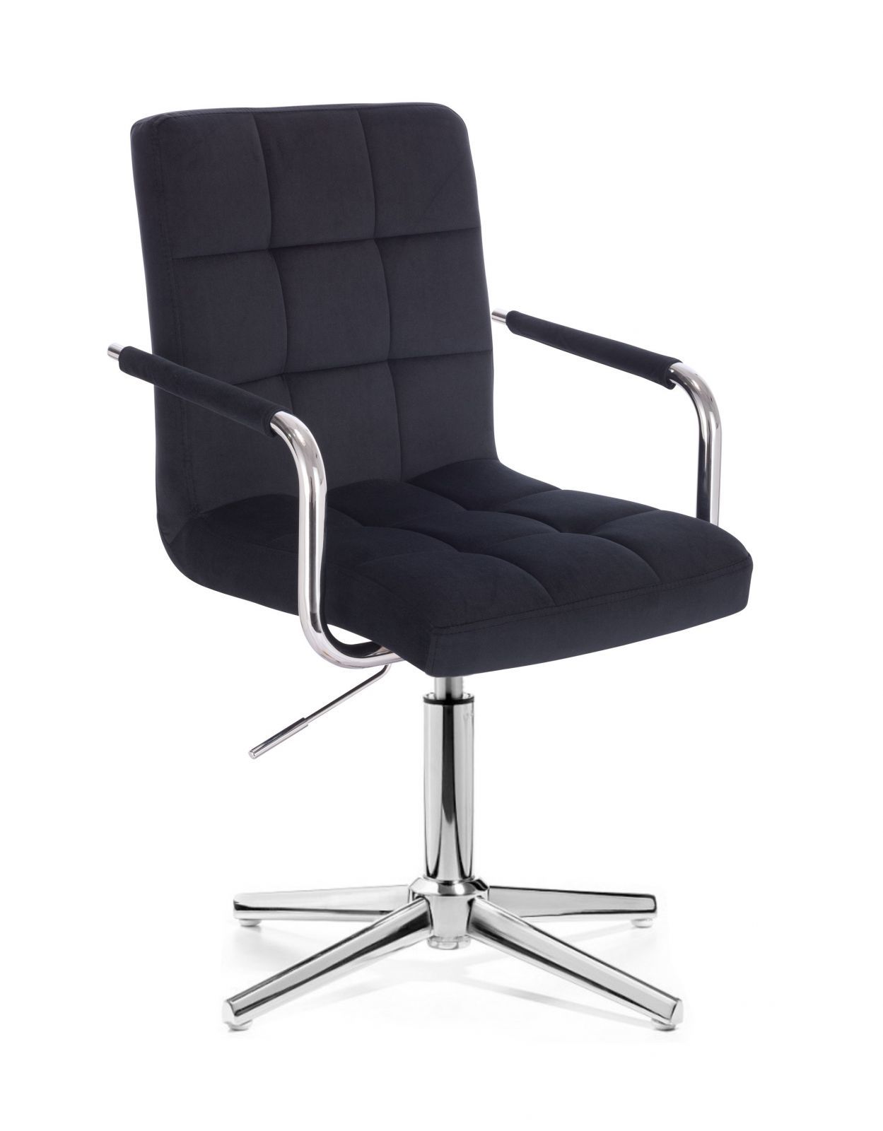 LuxuryForm Kosmetická židle VERONA VELUR na stříbrném kříži - černá