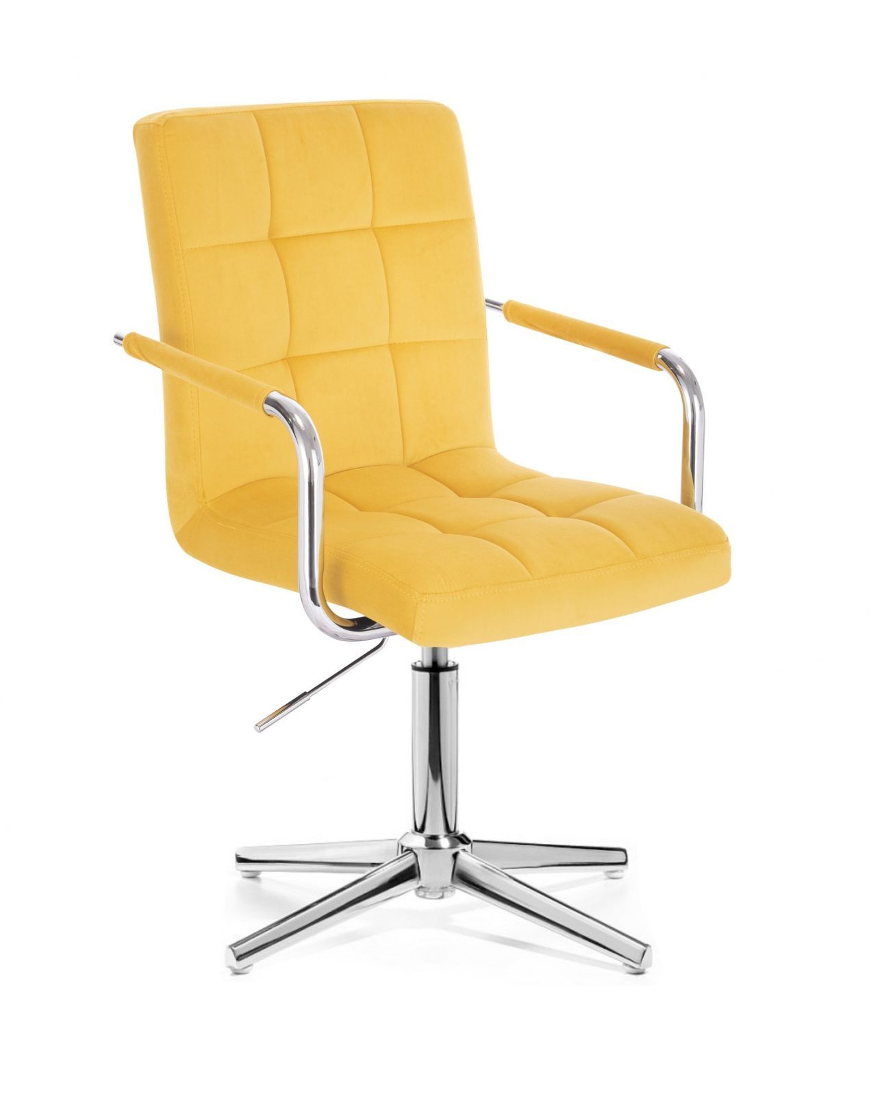 LuxuryForm Kosmetická židle VERONA VELUR na stříbrném kříži - žlutá