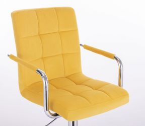 Kosmetická židle VERONA VELUR na zlatém kříži - žlutá