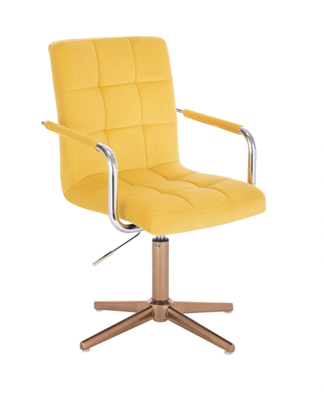 LuxuryForm Kosmetická židle VERONA VELUR na zlatém kříži - žlutá