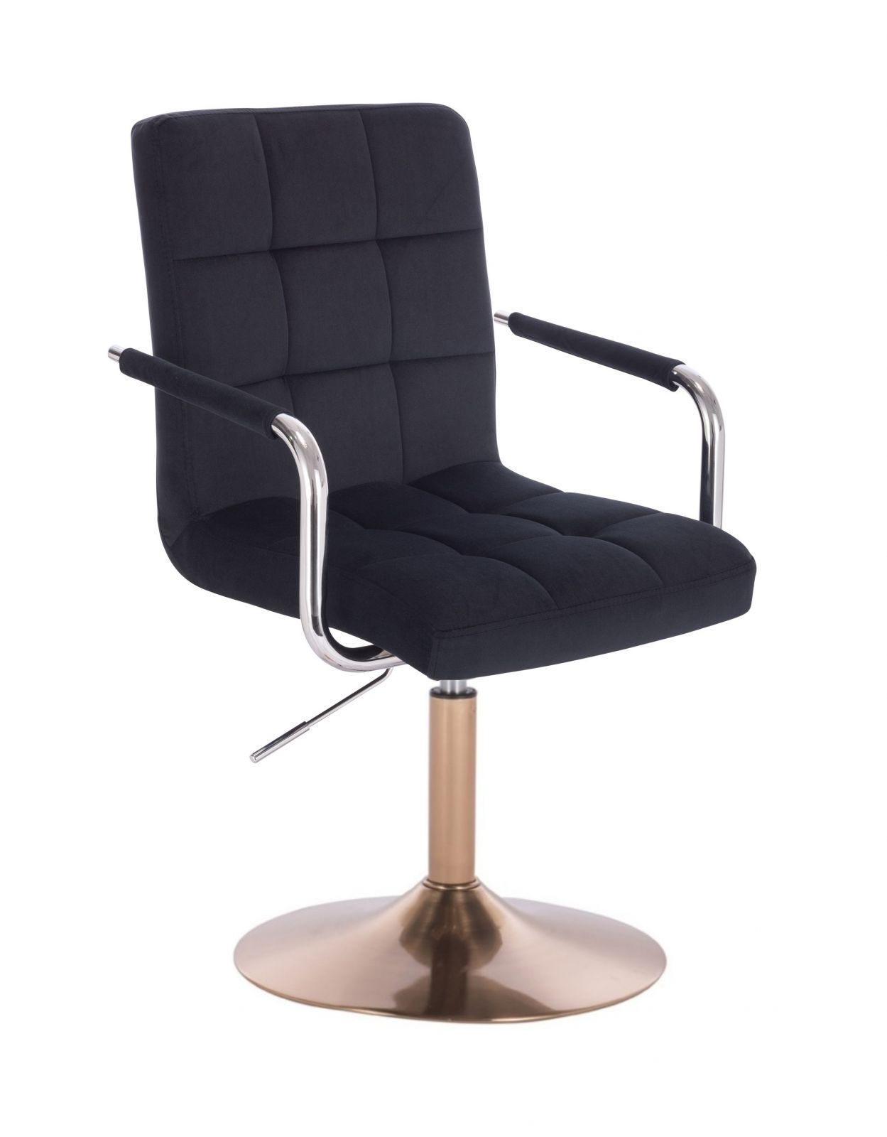 LuxuryForm Kosmetická židle VERONA VELUR na zlatém talíři - černá