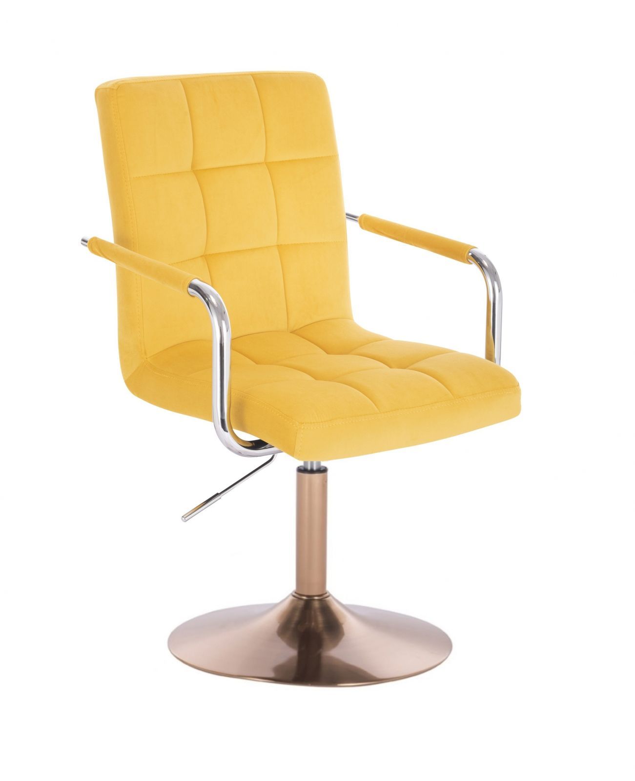 LuxuryForm Kosmetická židle VERONA VELUR na zlatém talíři - žlutá