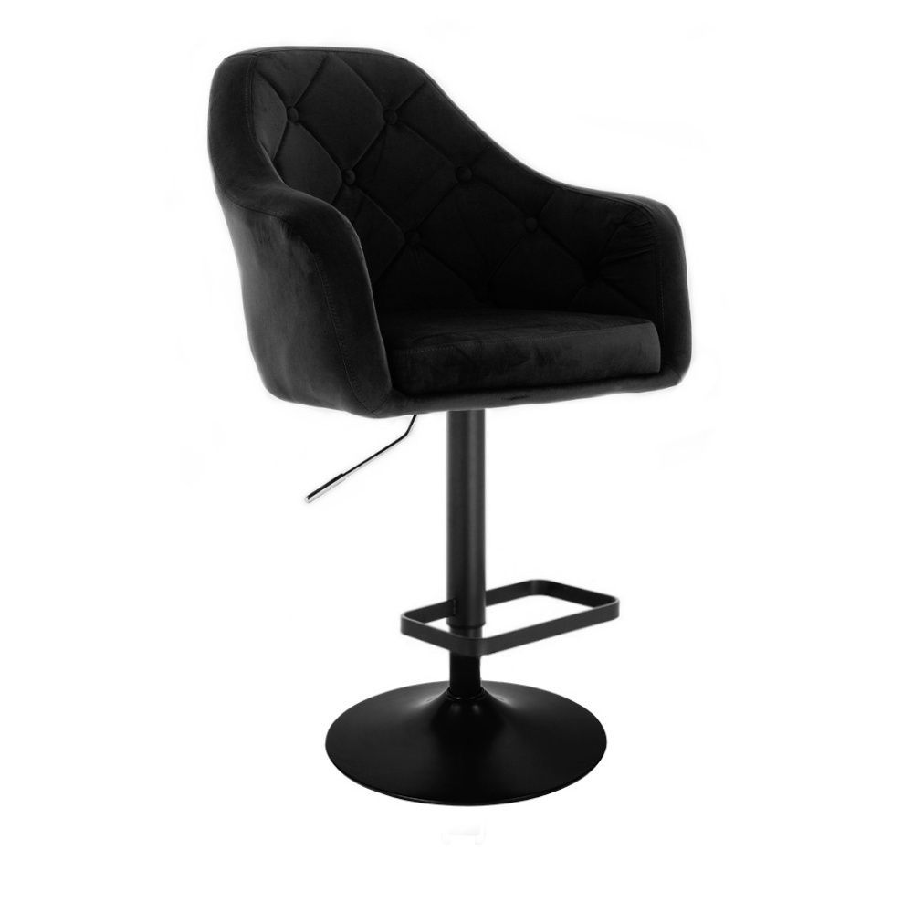 LuxuryForm Barová židle ANDORA VELUR na černém talíři - černá