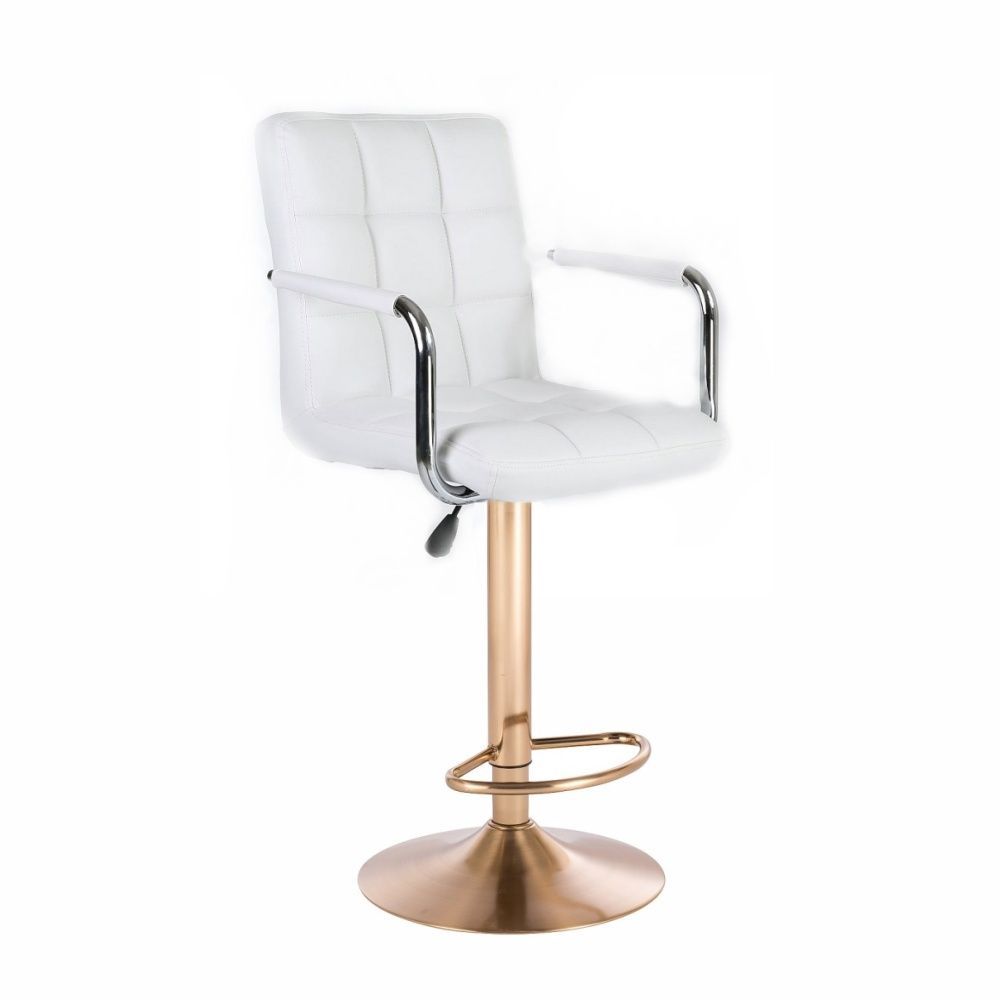 LuxuryForm Barová židle VERONA na zlatém talíři - bílá