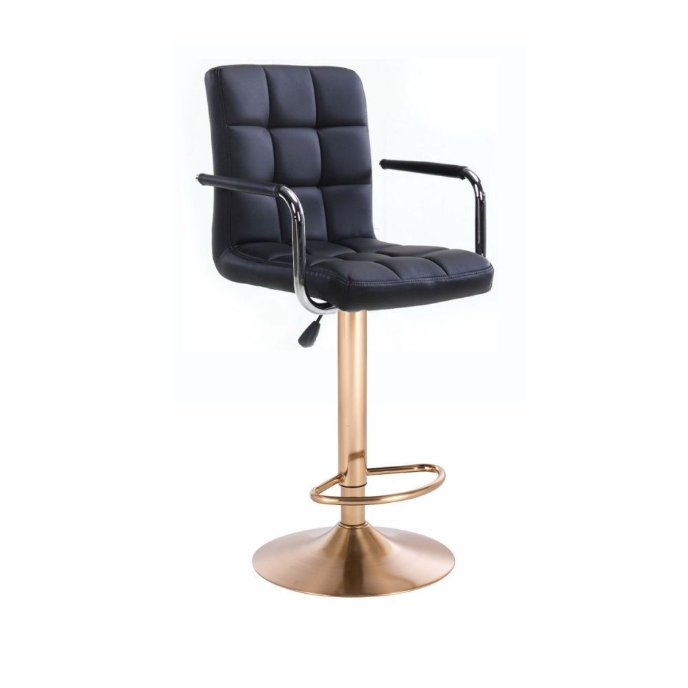 LuxuryForm Barová židle VERONA na zlatém talíři - černá