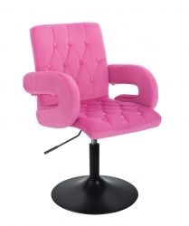 Kosmetická židle BOSTON VELUR na černém talíři - růžová