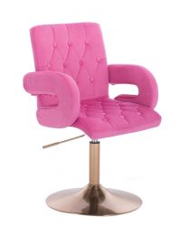 Kosmetická židle BOSTON VELUR na zlatém talíři- růžová