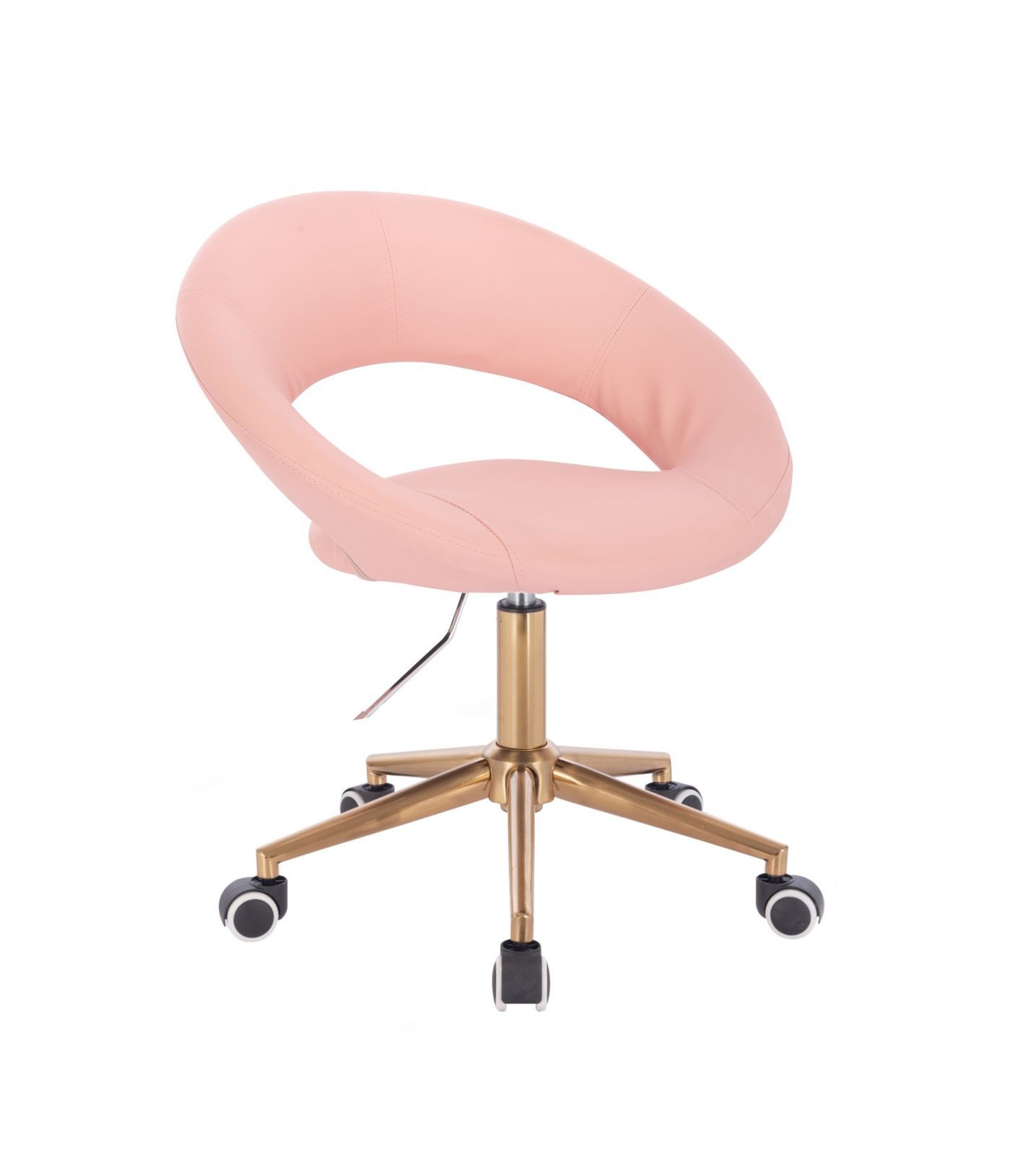 LuxuryForm Kosmetická židle NAPOLI na zlaté podstavě s kolečky - růžová
