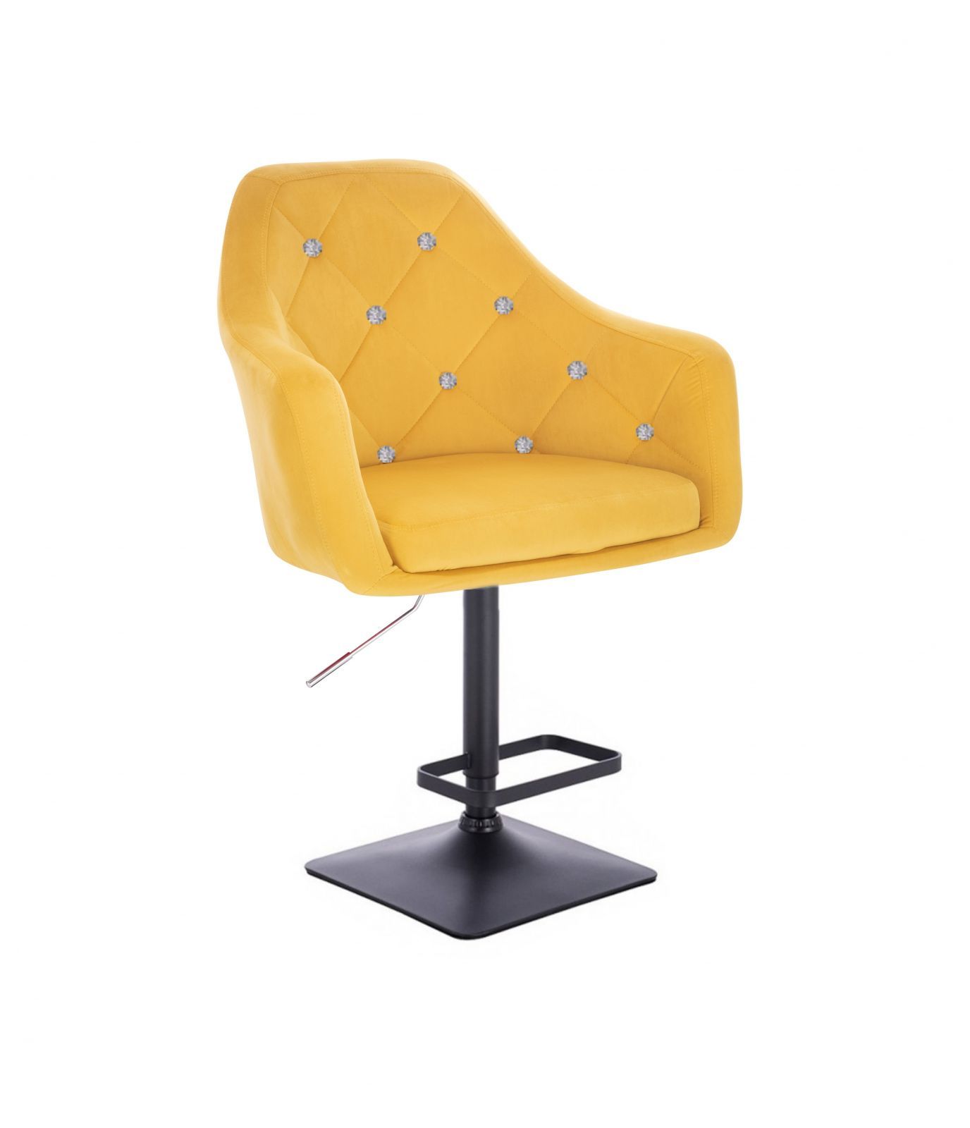 LuxuryForm Barová židle ROMA VELUR na černé podstavě - žlutá