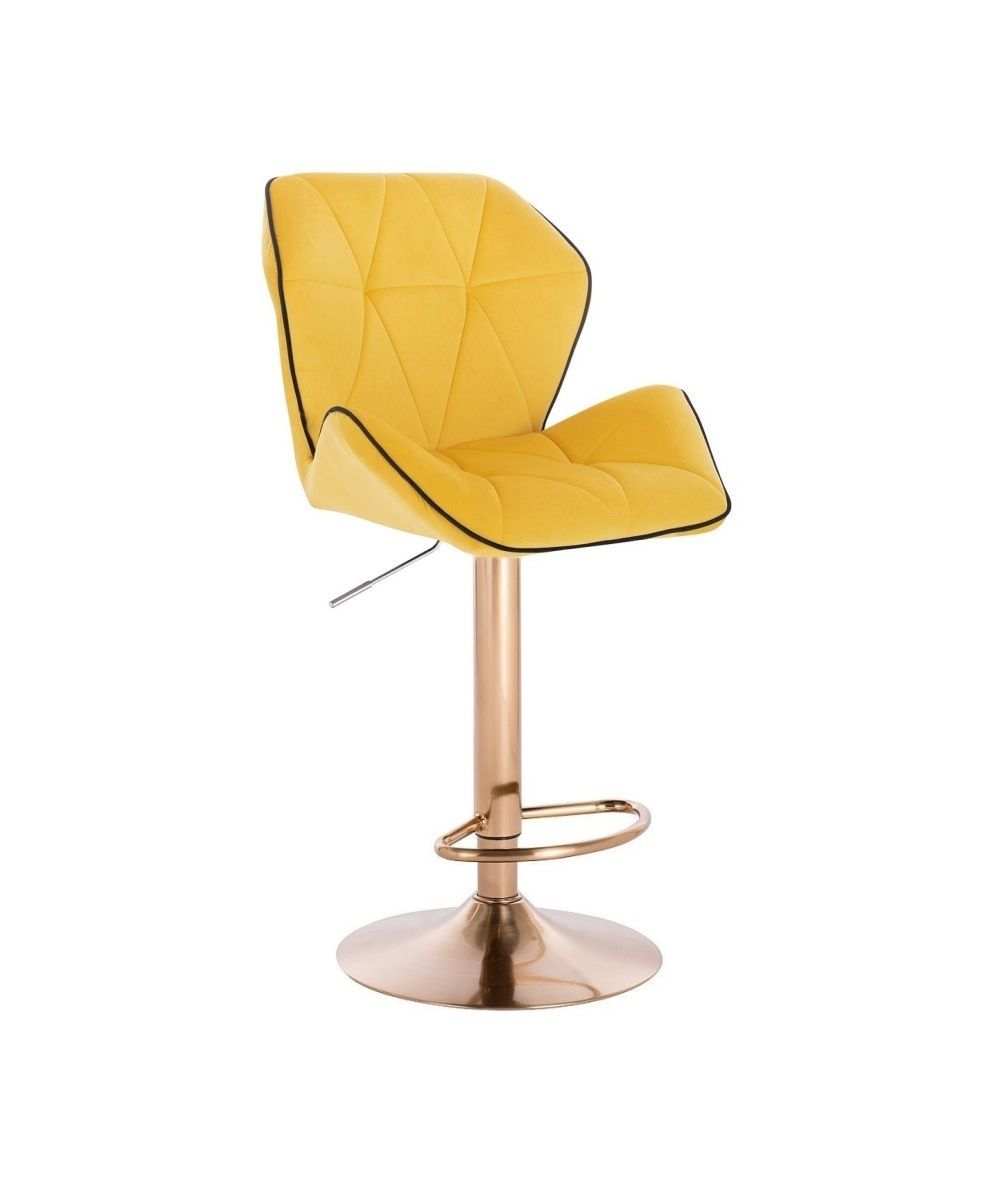 LuxuryForm Barová židle MILANO MAX VELUR na zlatém talíři - žlutá