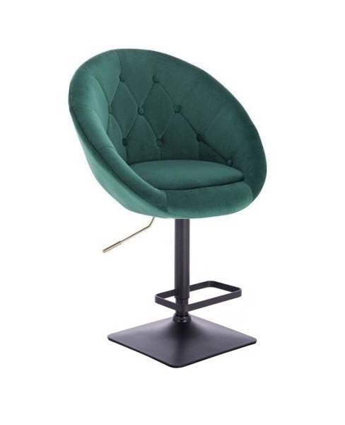 LuxuryForm Barová židle VERA VELUR na černé podstavě - zelená