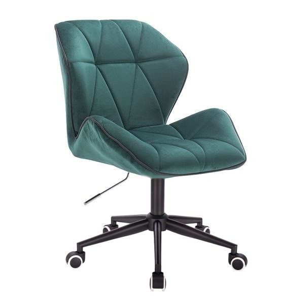 LuxuryForm Kosmetická židle MILANO MAX VELUR na černé podstavě s kolečky - zelená
