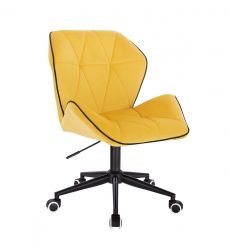 Kosmetická židle MILANO MAX VELUR na černé podstavě s kolečky - žlutá