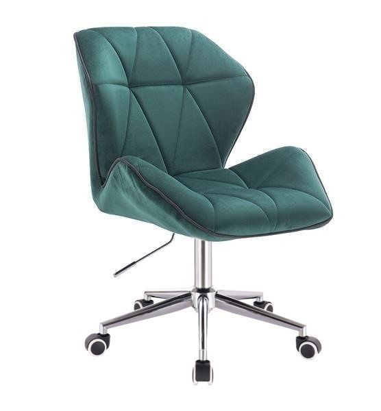 LuxuryForm Kosmetická židle MILANO MAX VELUR na stříbrné podstavě s kolečky - zelená