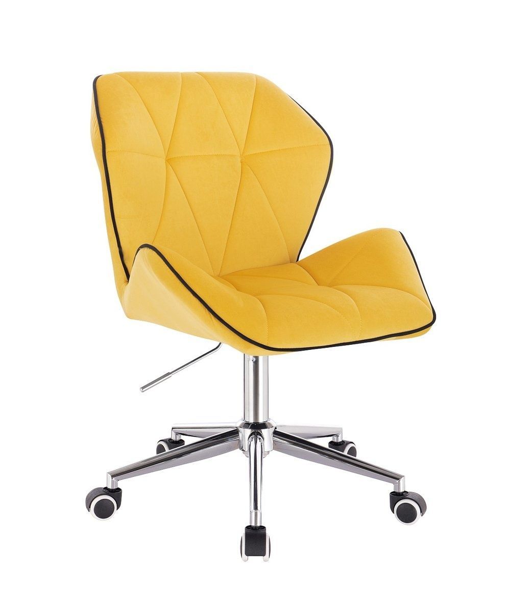 LuxuryForm Kosmetická židle MILANO MAX VELUR na stříbrné základně s kolečky - žlutá