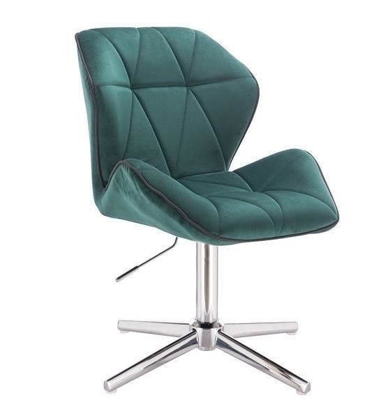 LuxuryForm Kosmetická židle MILANO MAX VELUR na stříbrném kříži - zelená