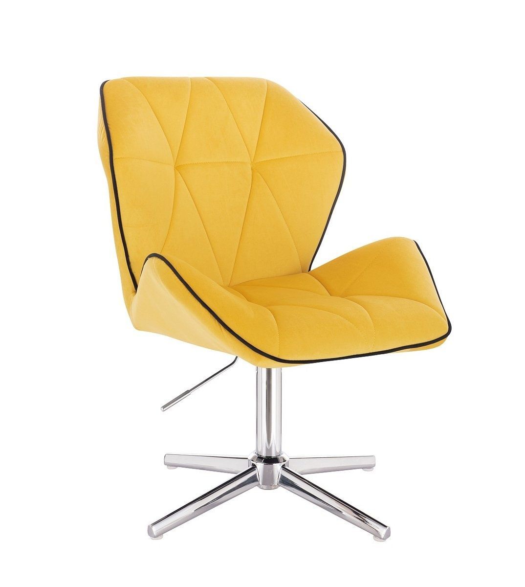 LuxuryForm Kosmetická židle MILANO MAX VELUR na stříbrném kříži - žlutá