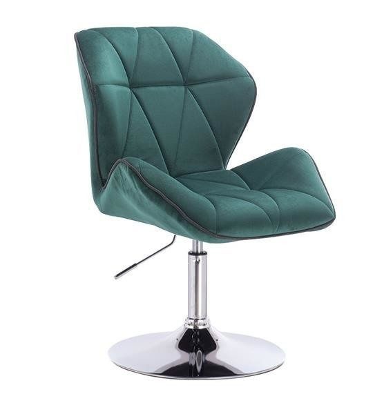 LuxuryForm Kosmetická židle MILANO MAX VELUR na stříbrném talíři - zelená
