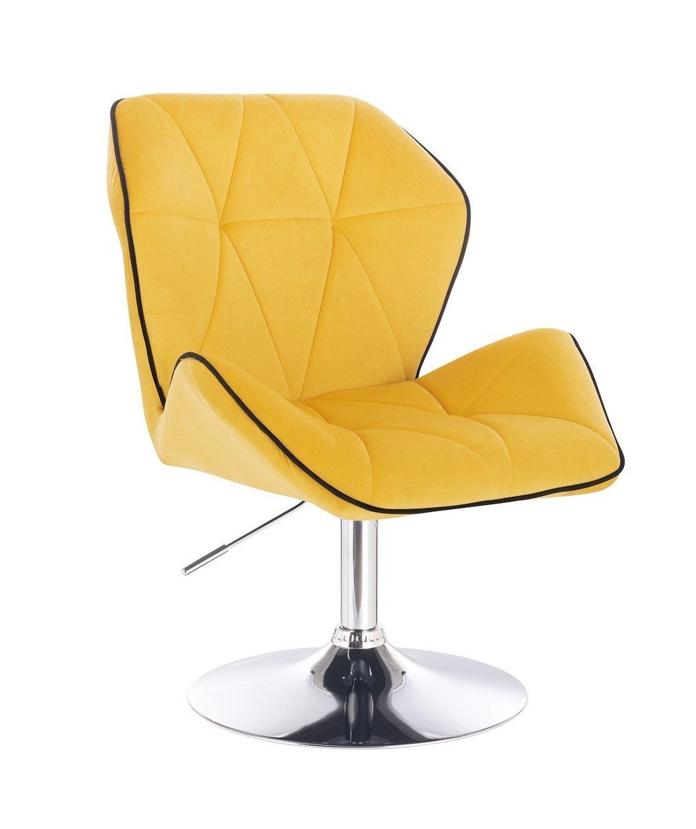 LuxuryForm Kosmetická židle MILANO MAX VELUR na stříbrném talíři - žlutá