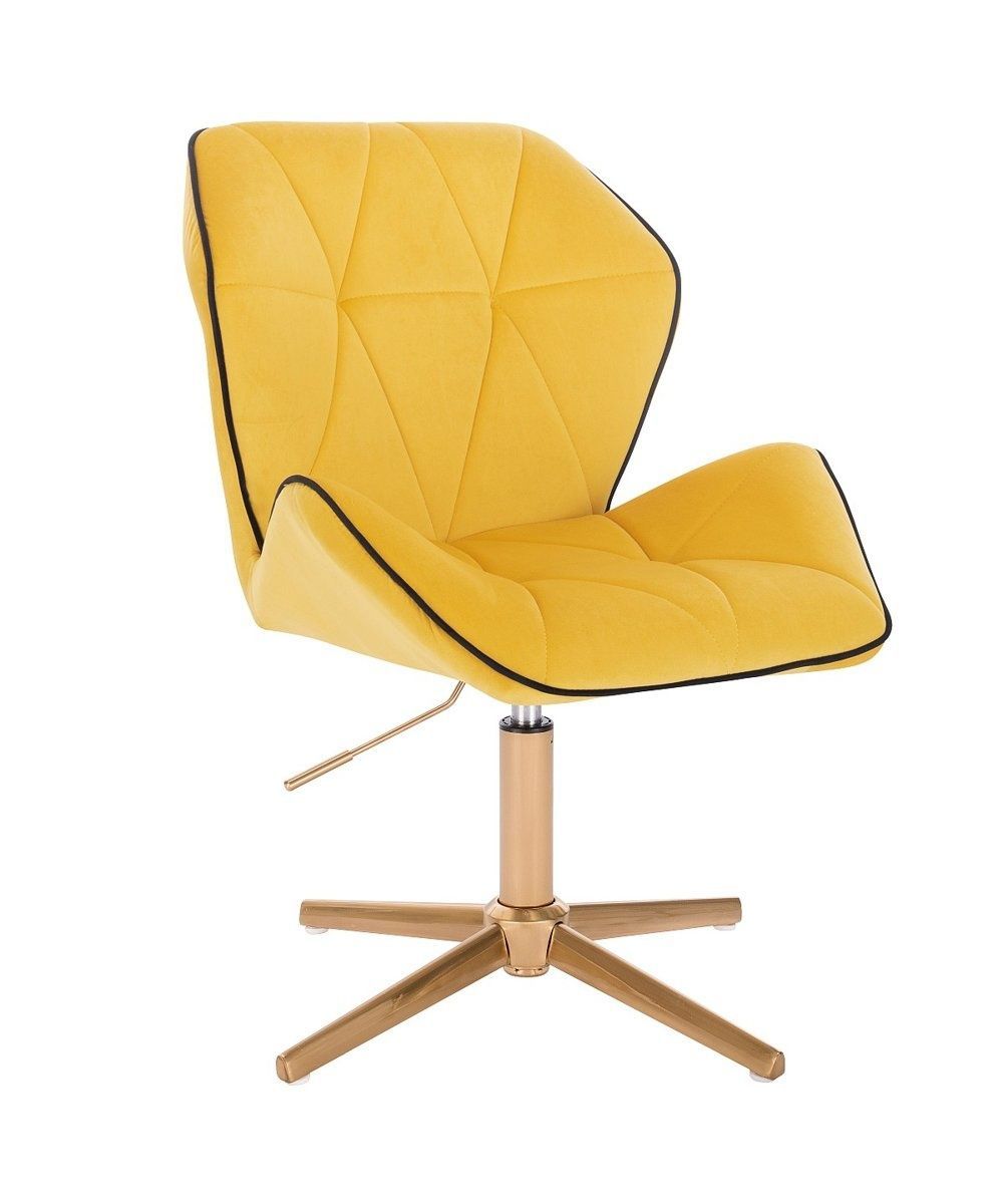 LuxuryForm Kosmetická židle MILANO MAX VELUR na zlatém kříži - žlutá