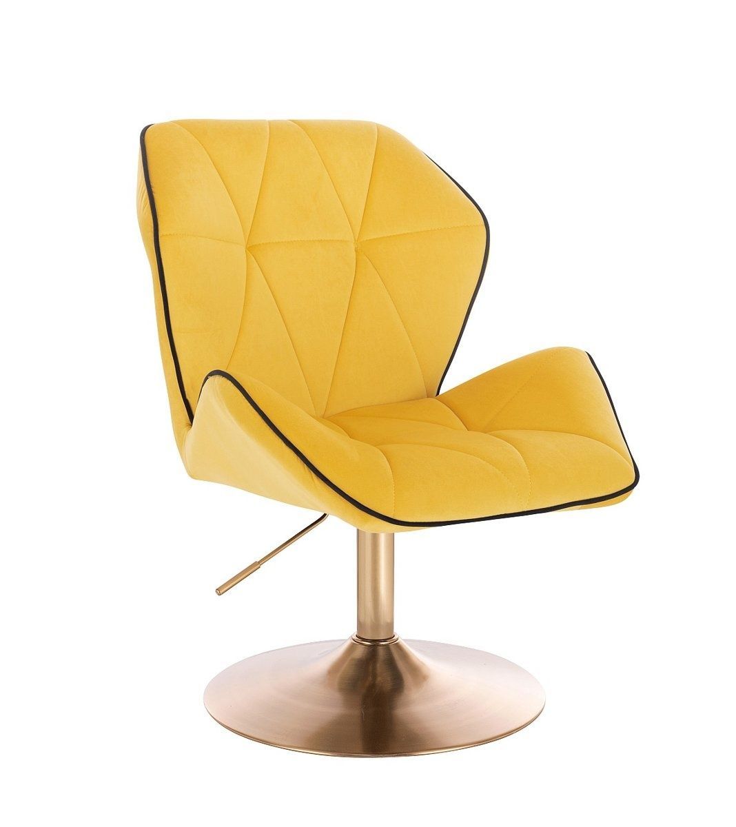 LuxuryForm Kosmetická židle MILANO MAX VELUR na zlatém talíři - žlutá