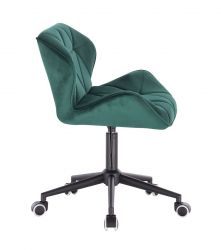 Kosmetická židle MILANO VELUR na černé podstavě s kolečky - zelená
