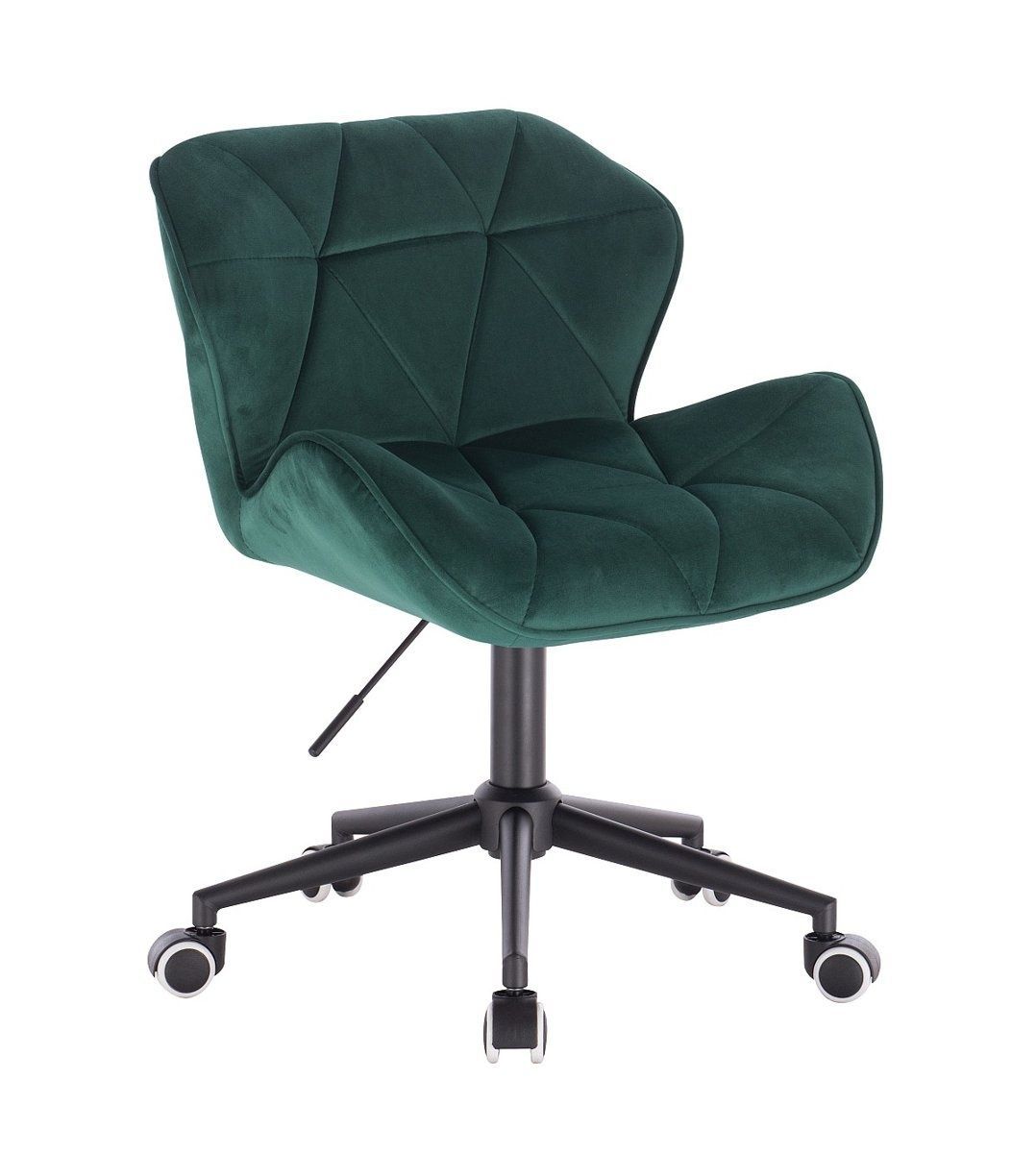 LuxuryForm Kosmetická židle MILANO VELUR na černé podstavě s kolečky - zelená