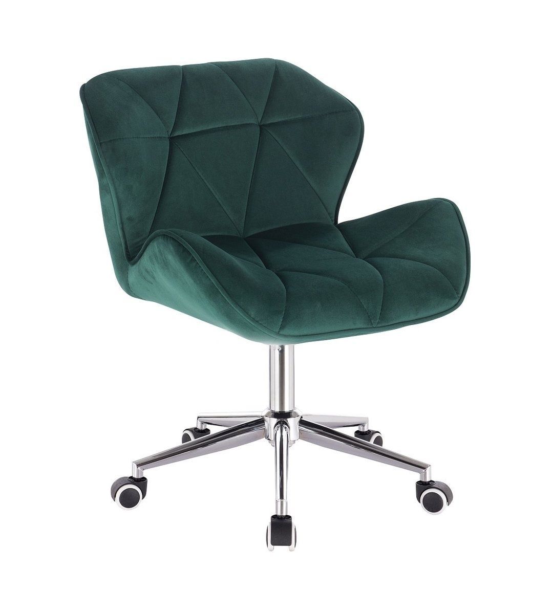 LuxuryForm Kosmetická židle MILANO VELUR na stříbrné podstavě s kolečky - zelená