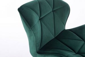 Kosmetická židle MILANO VELUR na zlaté podstavě s kolečky - zelená