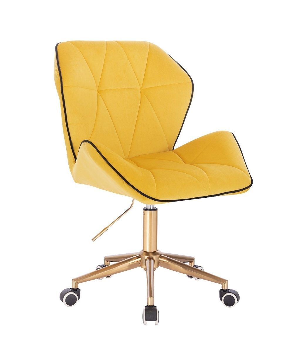 LuxuryForm Kosmetické židle MILANO MAX VELUR na zlaté podstavě s kolečky - žlutá
