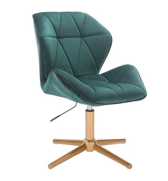 LuxuryForm Kosmetická židle MILANO MAX VELUR na zlatém kříži - zelená