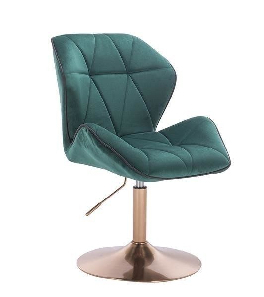 LuxuryForm Kosmetická židle MILANO MAX VELUR na zlatém talíři - zelená