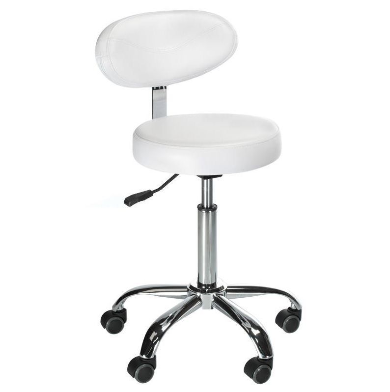 LuxuryForm Kosmetická židle BERN na stříbrné základně s kolečky - bílá