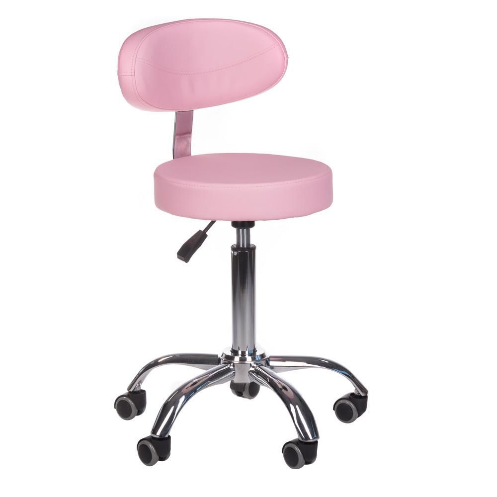 LuxuryForm Kosmetická židle BERN s opěrátkem na stříbrné základně s kolečky - růžová