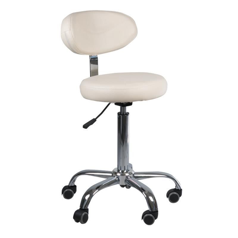 LuxuryForm Kosmetická židle BERN s opěrátkem na stříbrné základně s kolečky - krémová