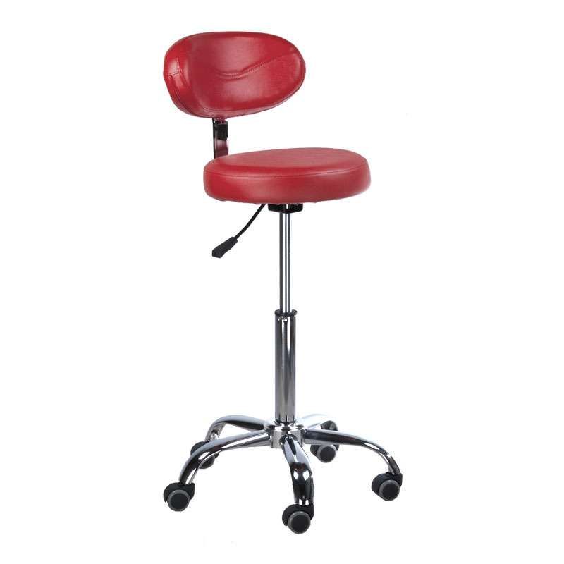 LuxuryForm Kosmetická židle BERN s opěrátkem na stříbrné podstavě s kolečky - červená